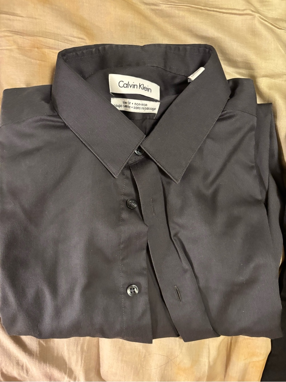 Calvin Klein Men's Black Dress Shirt - Spread Collar